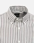 UMBER BROWN POPLIN BUSINESS STRIPED SHIRT