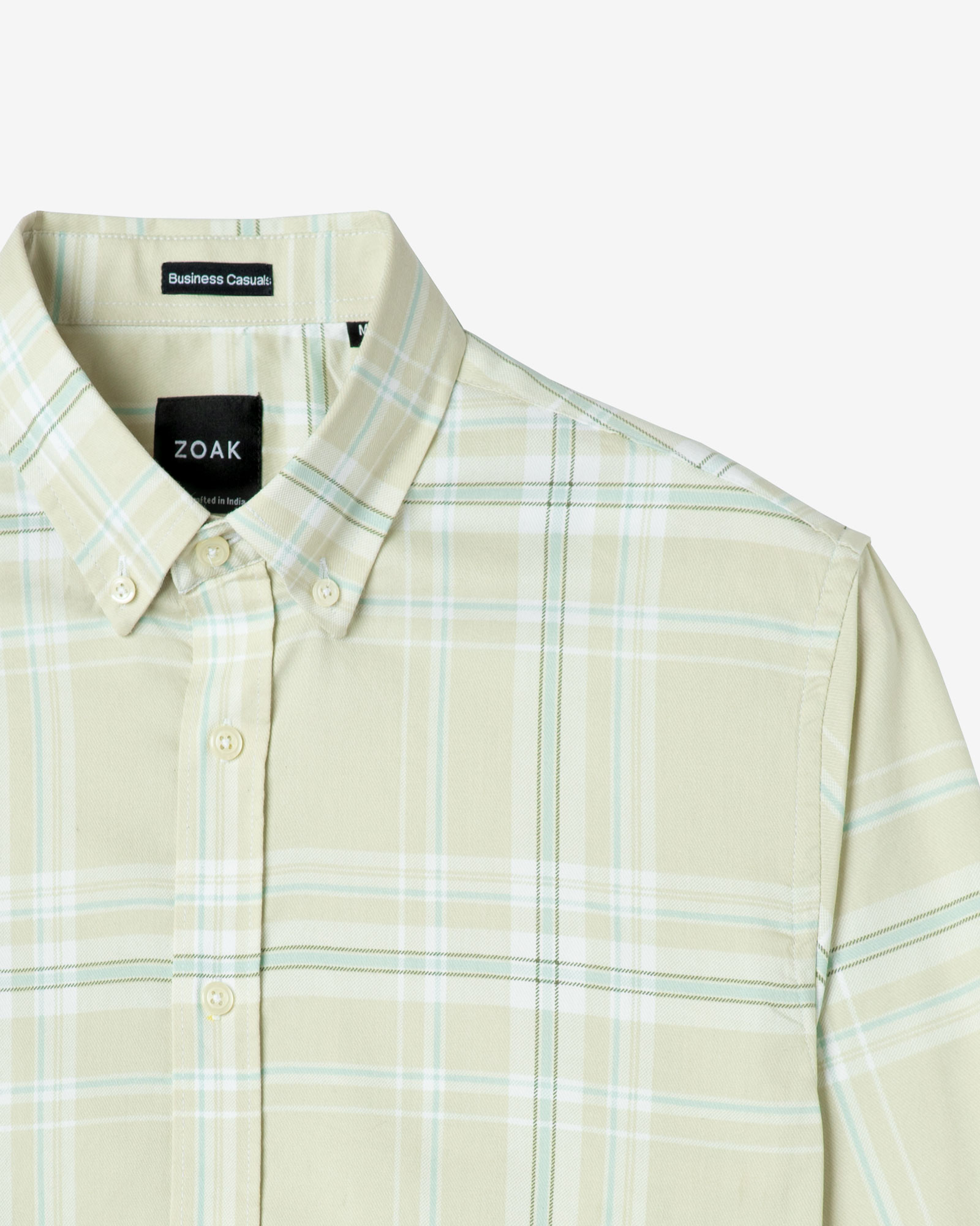 LUXE-GREEN TWILL BUSINESS CHECK SHIRT
