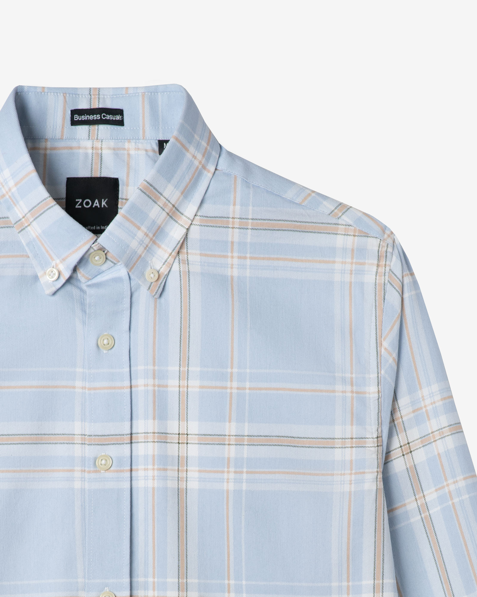SKY-BLUE TWILL BUSINESS CHECK SHIRT