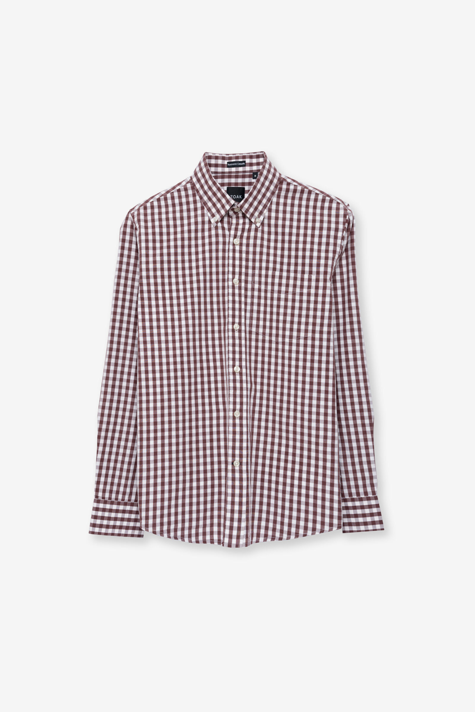 RUST BROWN POPLIN BUSINESS CHECK SHIRT