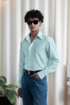 SEA GREEN BUSINESS CASUAL 120S OXFORD STRIPED SHIRT