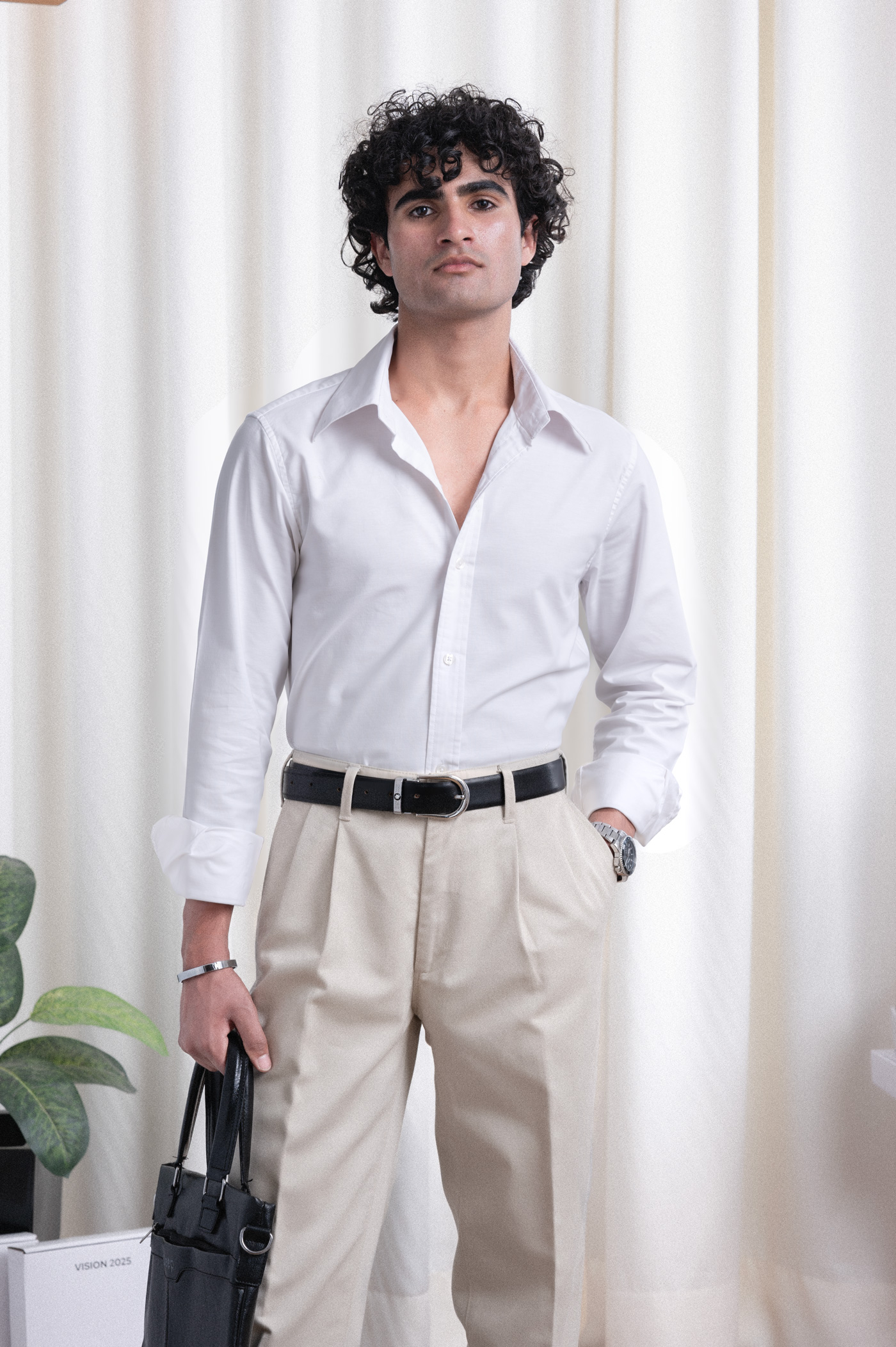 WHITE 120S PREMIUM OXFORD COTTON PLAIN BUSINESS SHIRT
