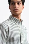 120S BUSINESS CASUAL GREEN PIN BEIGE OXFORD SHIRT