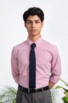 140S CEO PINK GINGHAM MINI CHECK COTTON POPLIN SHIRT