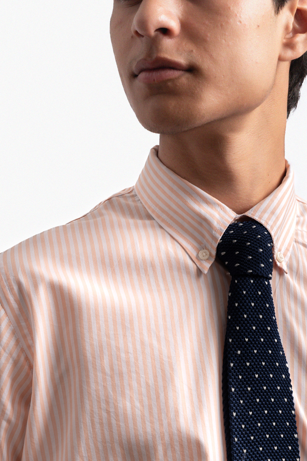 140s ORANGE CEO STRIPED POPLIN BUSINESS SHIRT