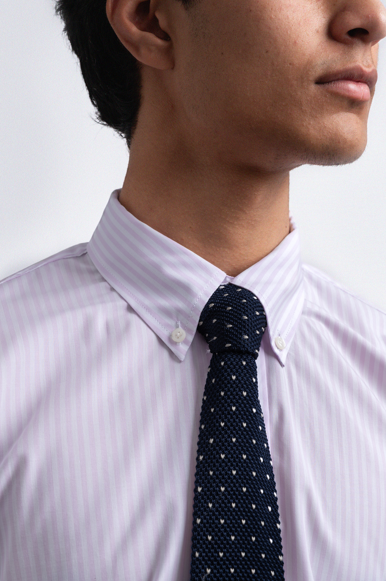 140s LAVENDER CEO STRIPED POPLIN BUSINESS SHIRT