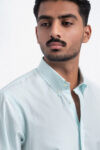 140s SEA GREEN CEO STRIPED POPLIN BUSINESS SHIRT