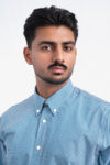 140S CEO BLUE GINGHAM MINI CHECK COTTON POPLIN SHIRT