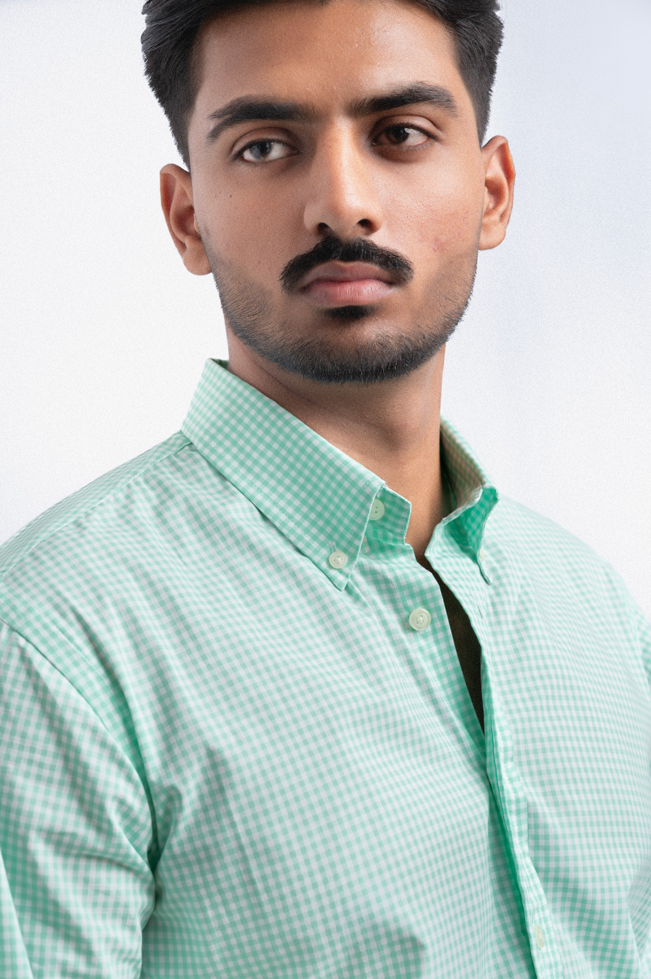 140S SEA GREEN CEO GINGHAM CHECK COTTON POPLIN SHIRT