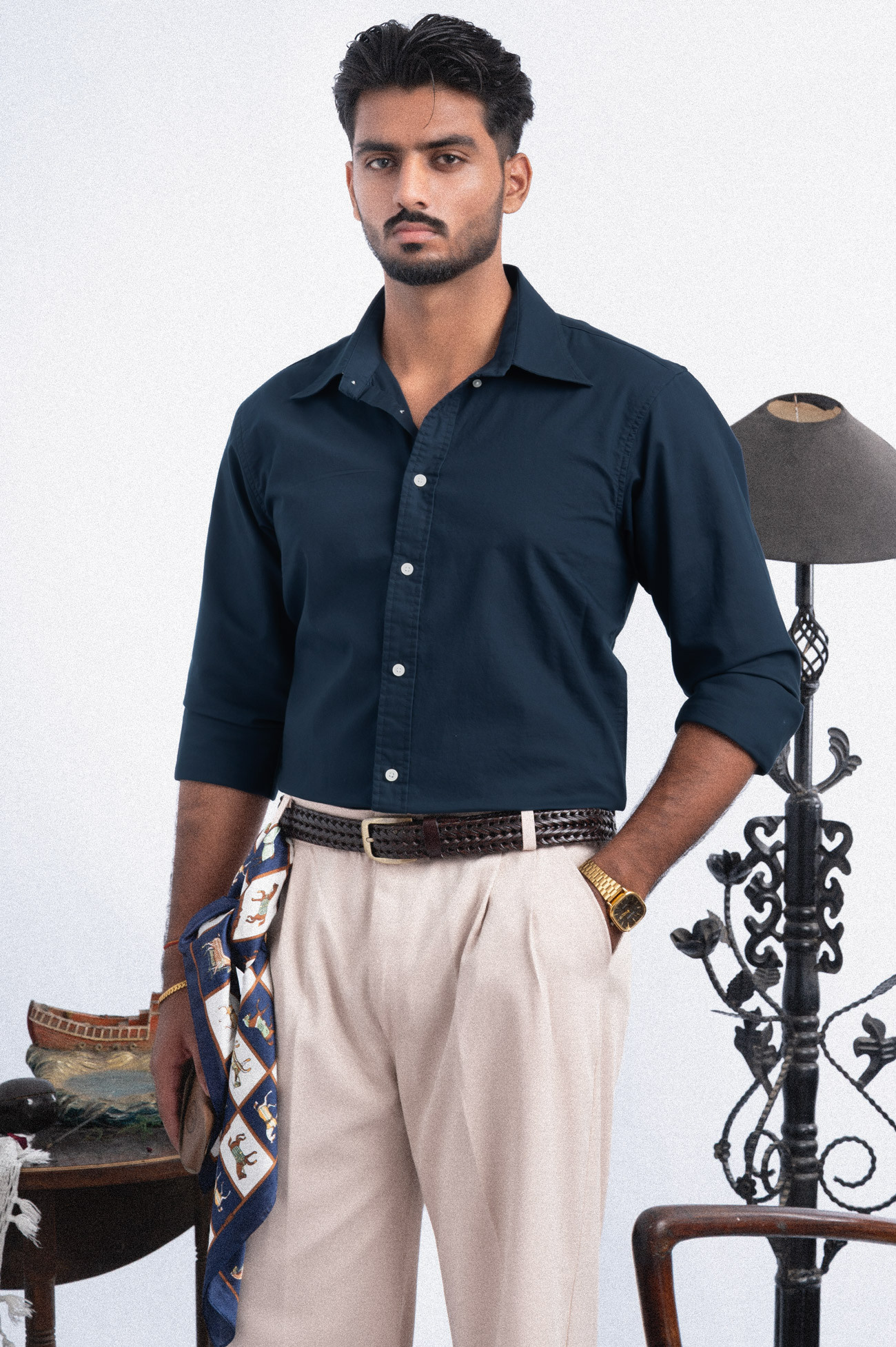 120S NAVY OXFORD BUSINESS CASUAL PLAIN SHIRT