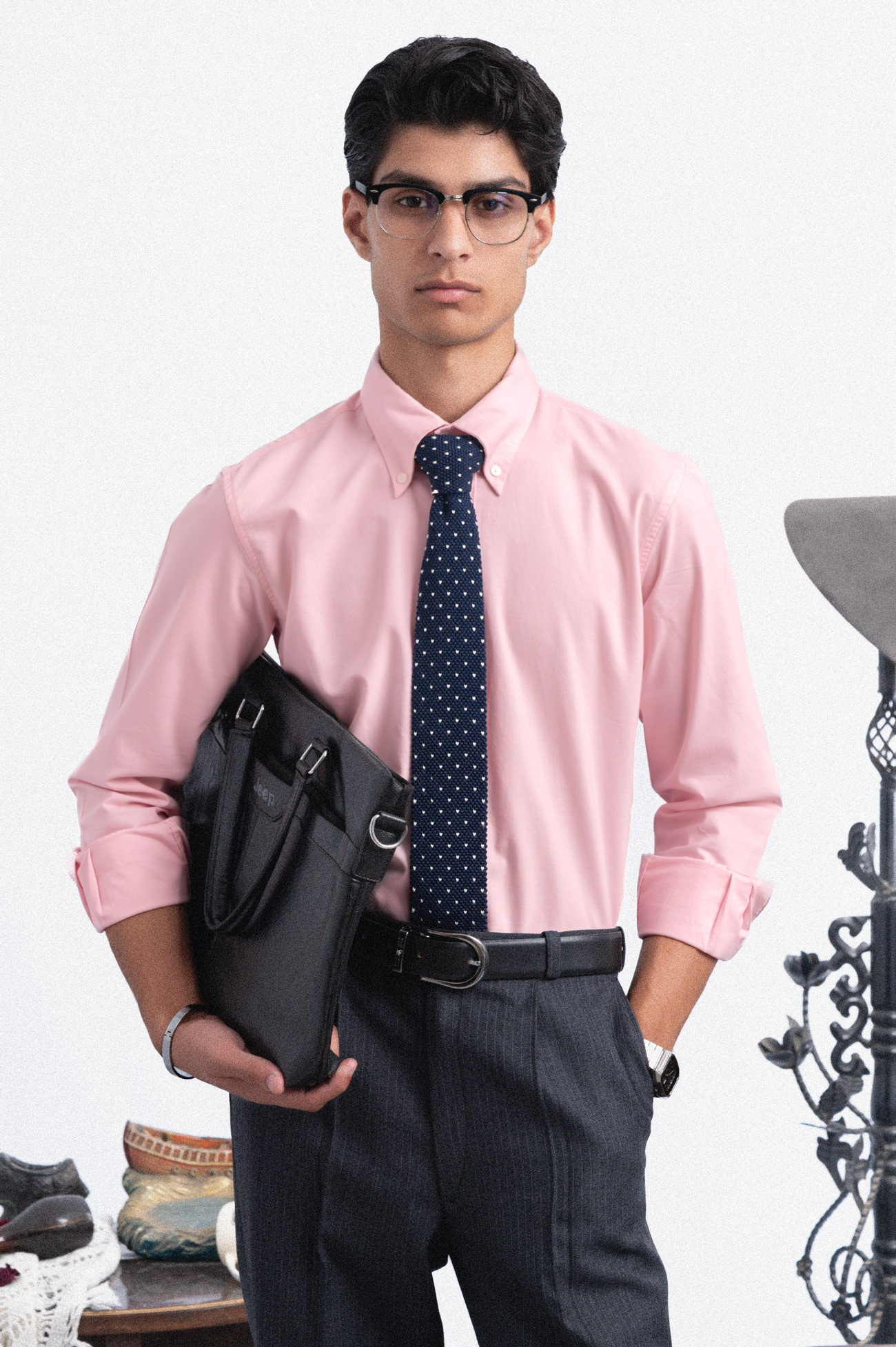120S GRANITE PINK OXFORD BUSINESS CASUAL PLAIN SHIRT