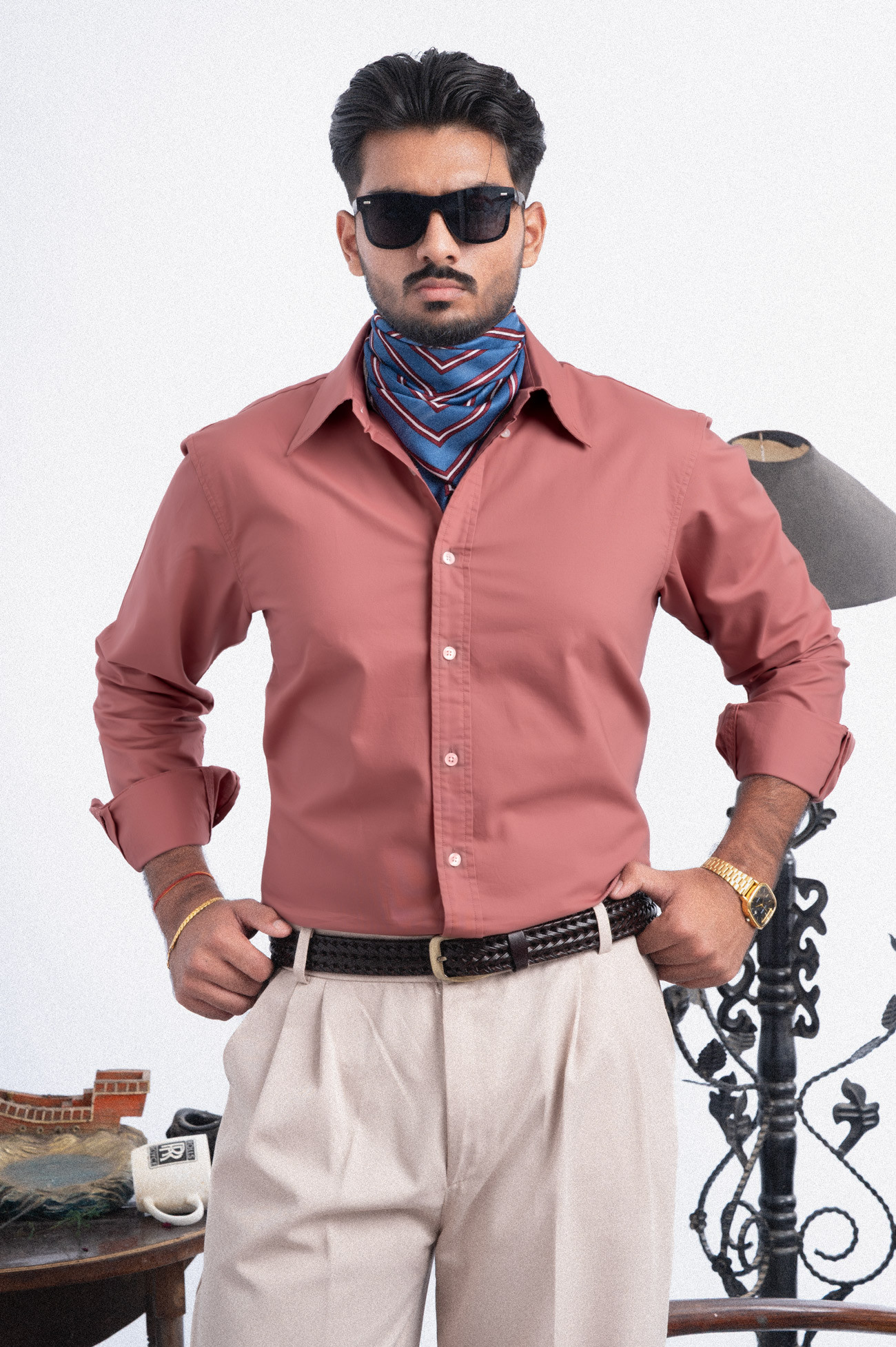 120S BRICK RED OXFORD BUSINESS CASUAL PLAIN SHIRT