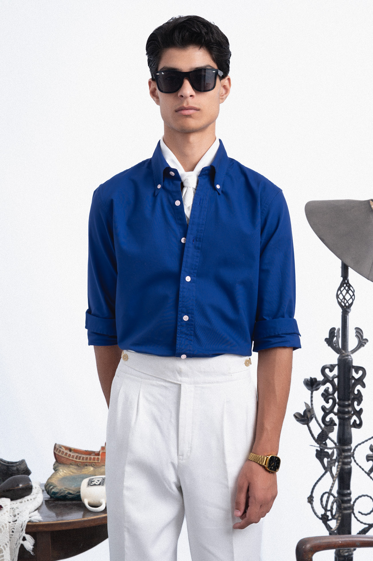 120S ROYAL BLUE OXFORD BUSINESS CASUAL PLAIN SHIRT