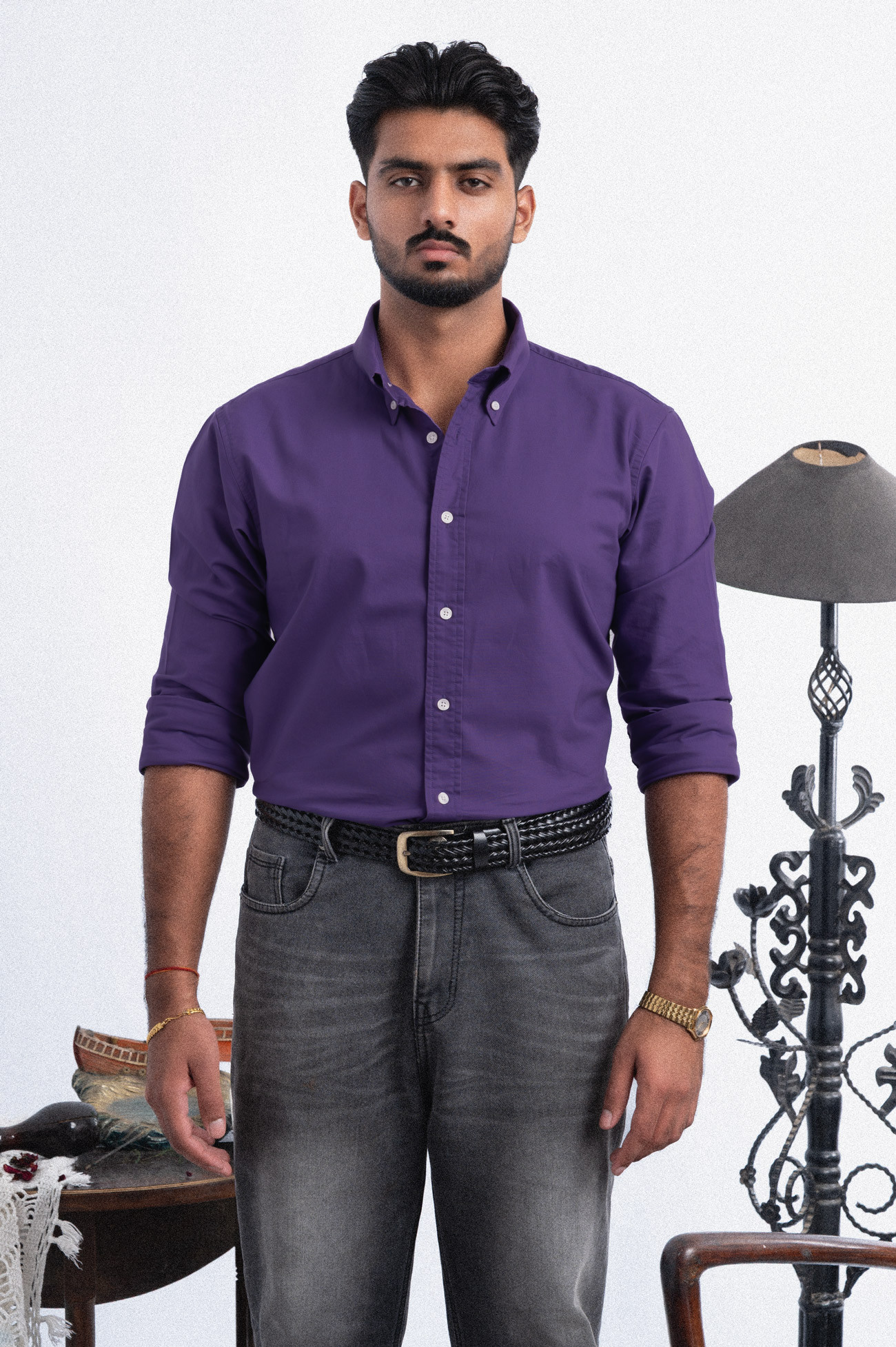 120S ELECTRIC PURPLE OXFORD BUSINESS CASUAL PLAIN SHIRT