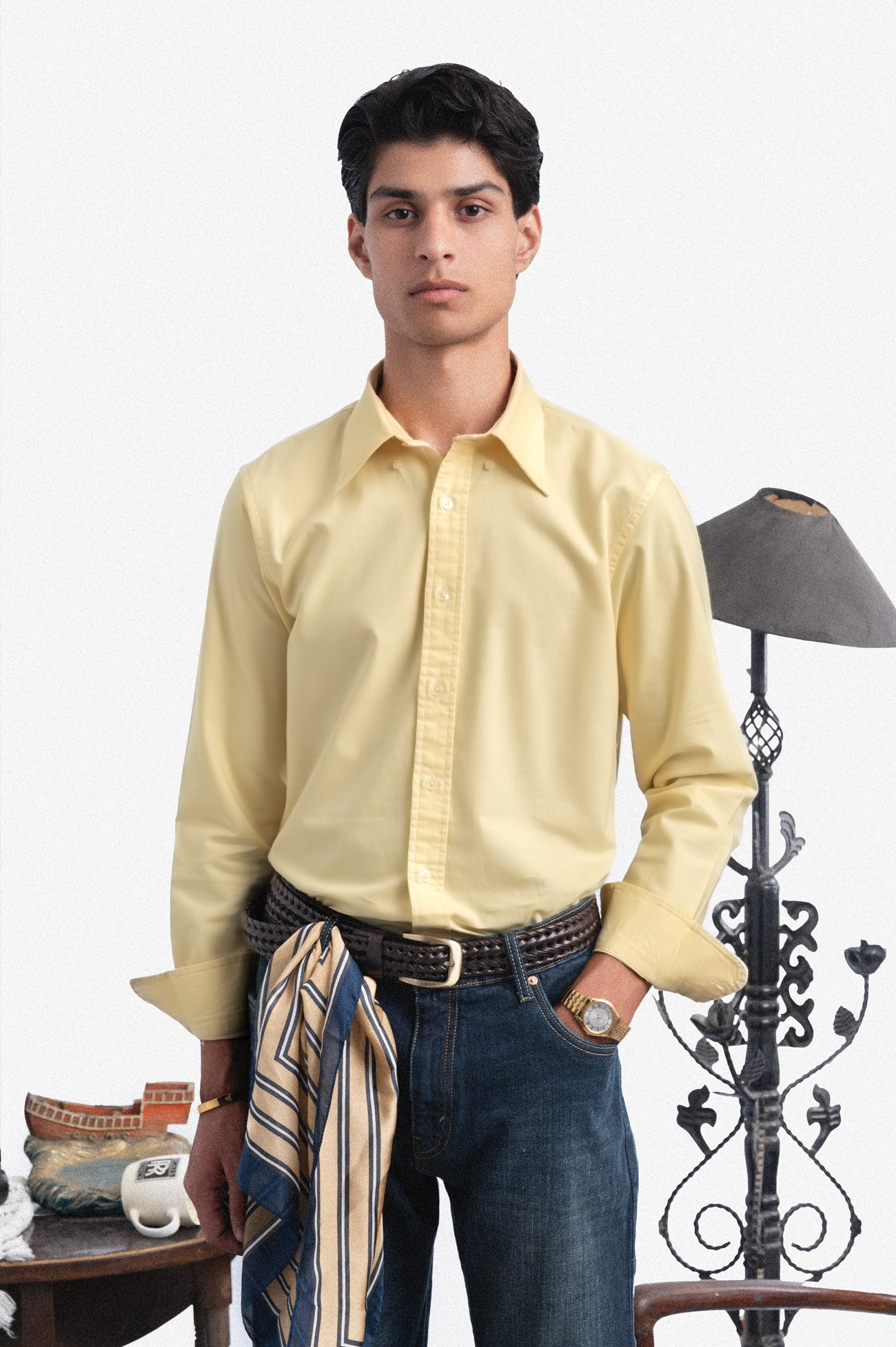 120S BUTTER YELLOW OXFORD BUSINESS CASUAL PLAIN SHIRT
