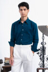 120S MATCHA BLUE OXFORD BUSINESS CASUAL PLAIN SHIRT