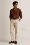 140s RUST BROWN SUMMER SUPIMA COTTON POPLIN PLAIN SHIRT