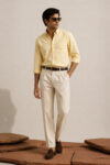 140s YELLOW SUMMER SUPIMA COTTON POPLIN PLAIN SHIRT