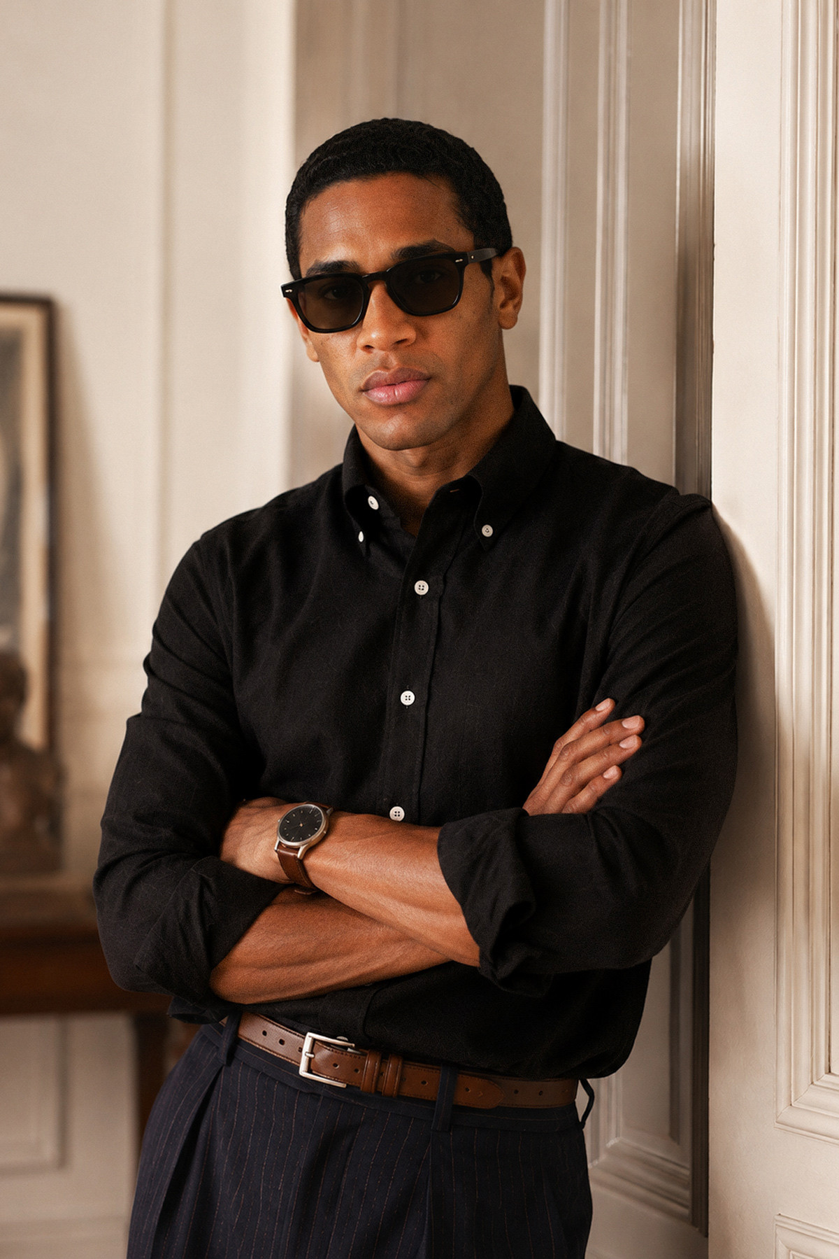 BLACK 120s COTTON OXFORD PLAIN SHIRT