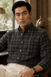 120S COTTON OXFORD FOREST GREEN PLAID CHECK SHIRT